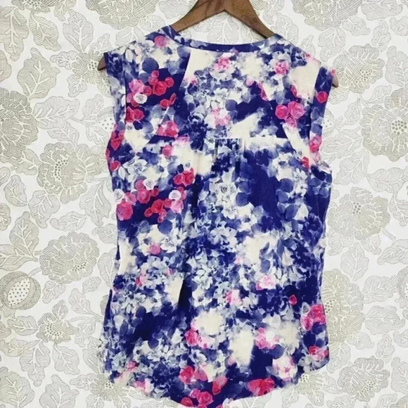 Rebecca Taylor 100% Silk Floral Crewneck Slit Sleeveless Tank Top Size 8 1457 - Picture 2 of 7
